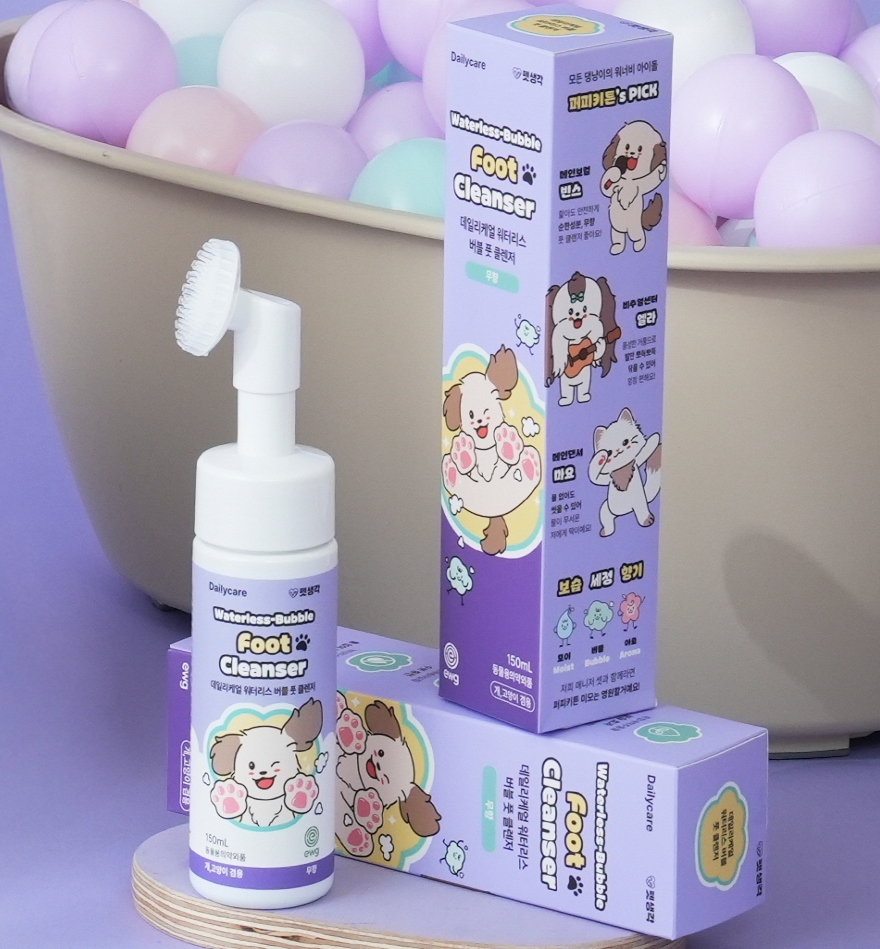 펫생각 버블풋 워터리스 강아지 발 세정제 샴푸 발바닥 클렌저 발사탕 습진 150ml, 1개 - 상품 이미지
