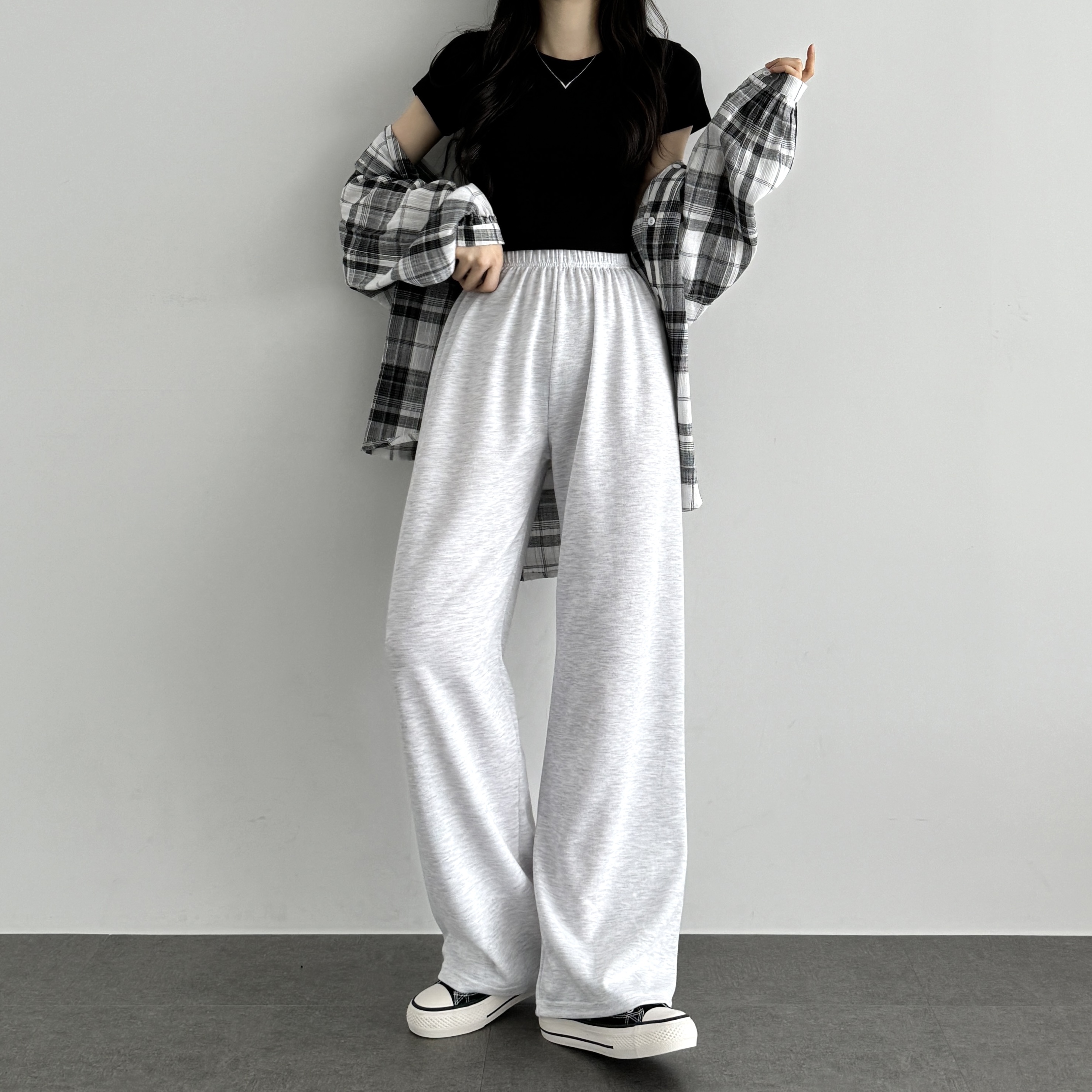 와이드 데일리 일자 밴딩 트레이닝 팬츠 기모 트레이닝 바지 러닝복 겨울러닝복장 - 상세 이미지 4