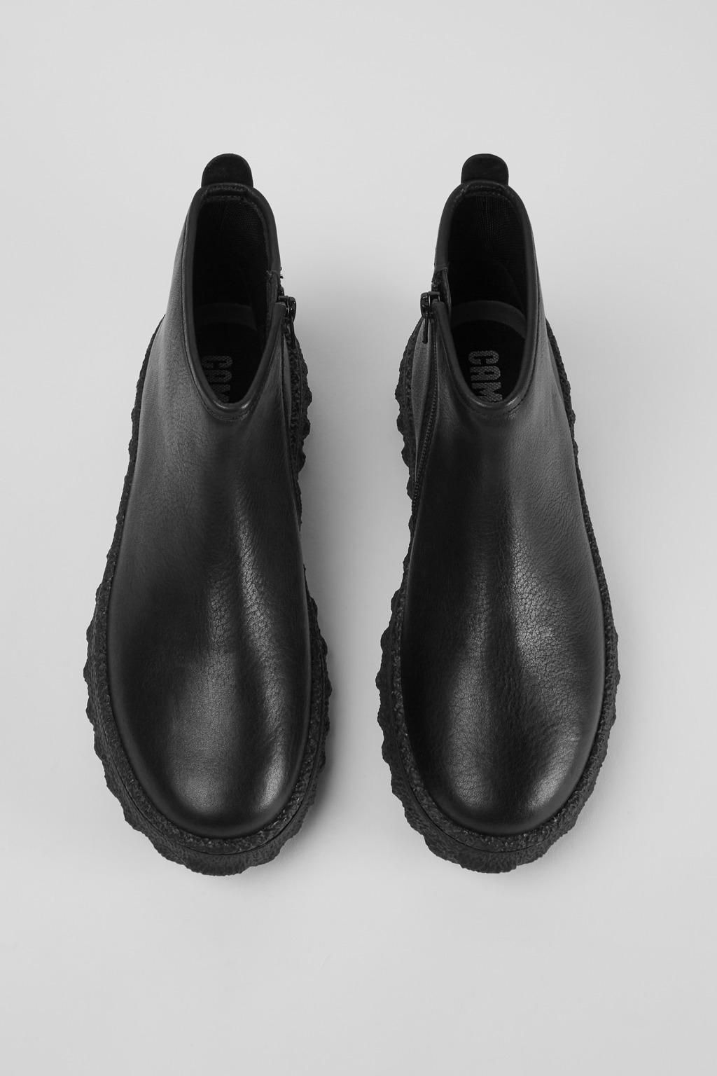 캠퍼 블랙 가죽 여성 앵클부츠 Ground K400460-001 BLACK - 상세 이미지 4