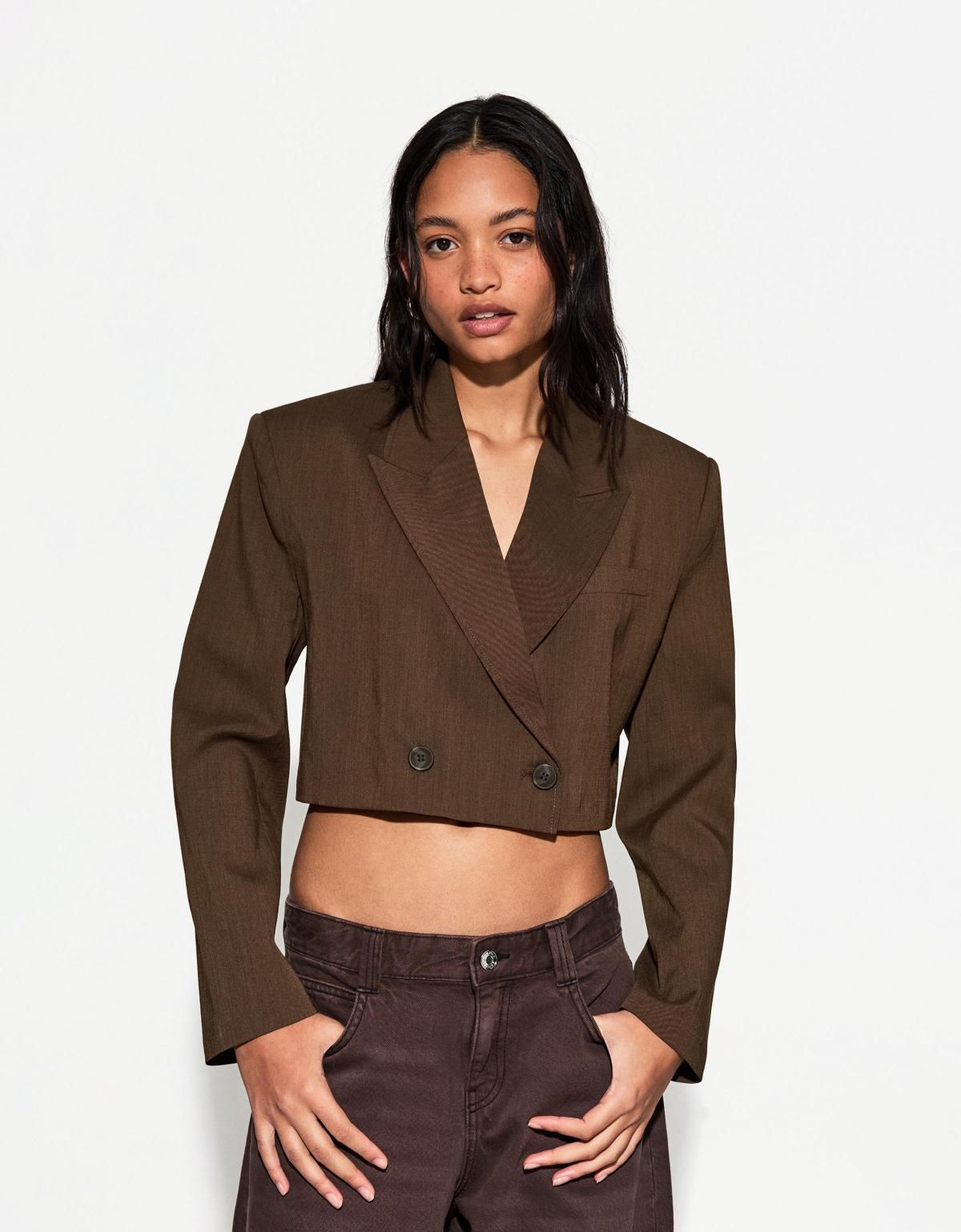 버쉬카 더블브레스티드 박시핏 블레이저 1485/752 BROWN - 상세 이미지 3