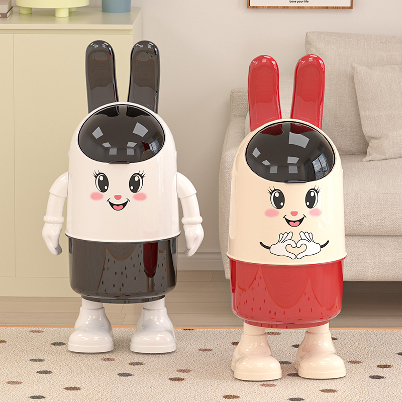 고급 대용량 쓰레기통 거실 주방 욕실 침실용 플립형 휴지통 클래식우주곰햇살표정 - 상세 이미지 2