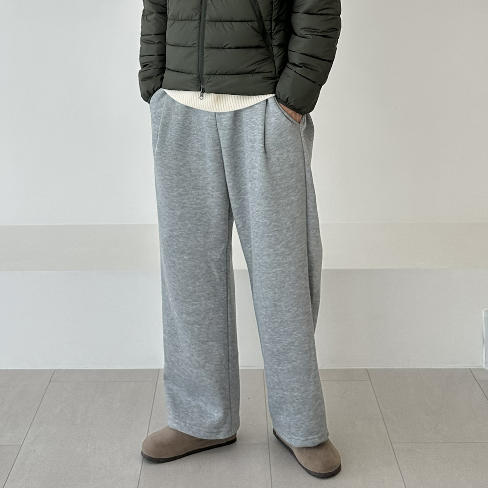 남자 기모바지 겨울 바지 트레이닝 밴딩 남자 와이드 팬츠 - 상품 이미지