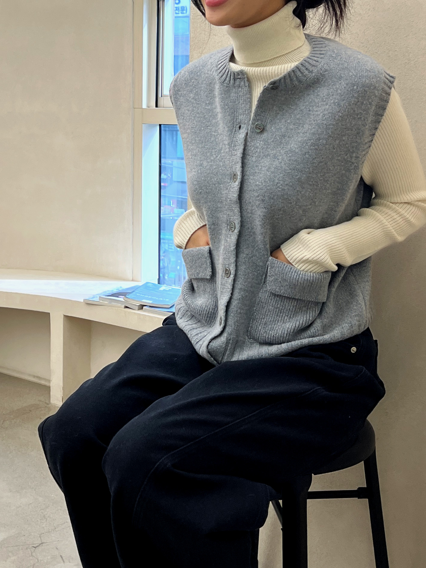 퍼니 포켓 베스트 니트조끼 겨울베스트 모티브 이미지 6
