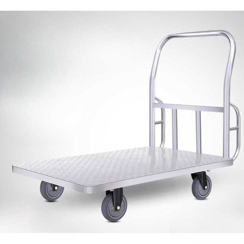 스테인리스 엘카 대차 공장 물류용 이동식 운반 카트 5인치 무소음 + 90x60cm - 상품 이미지