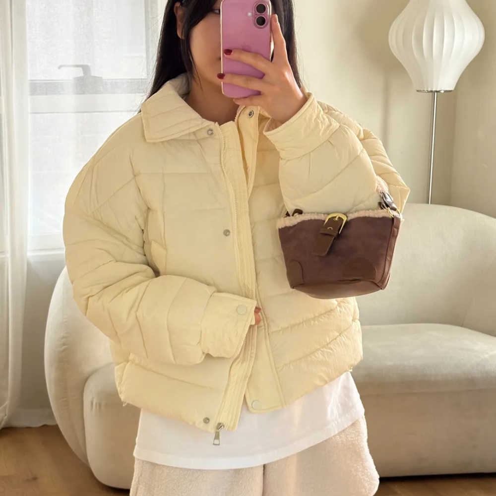 숏 카라 오버핏 누빔 숏 패딩 여성 점퍼 이미지 8