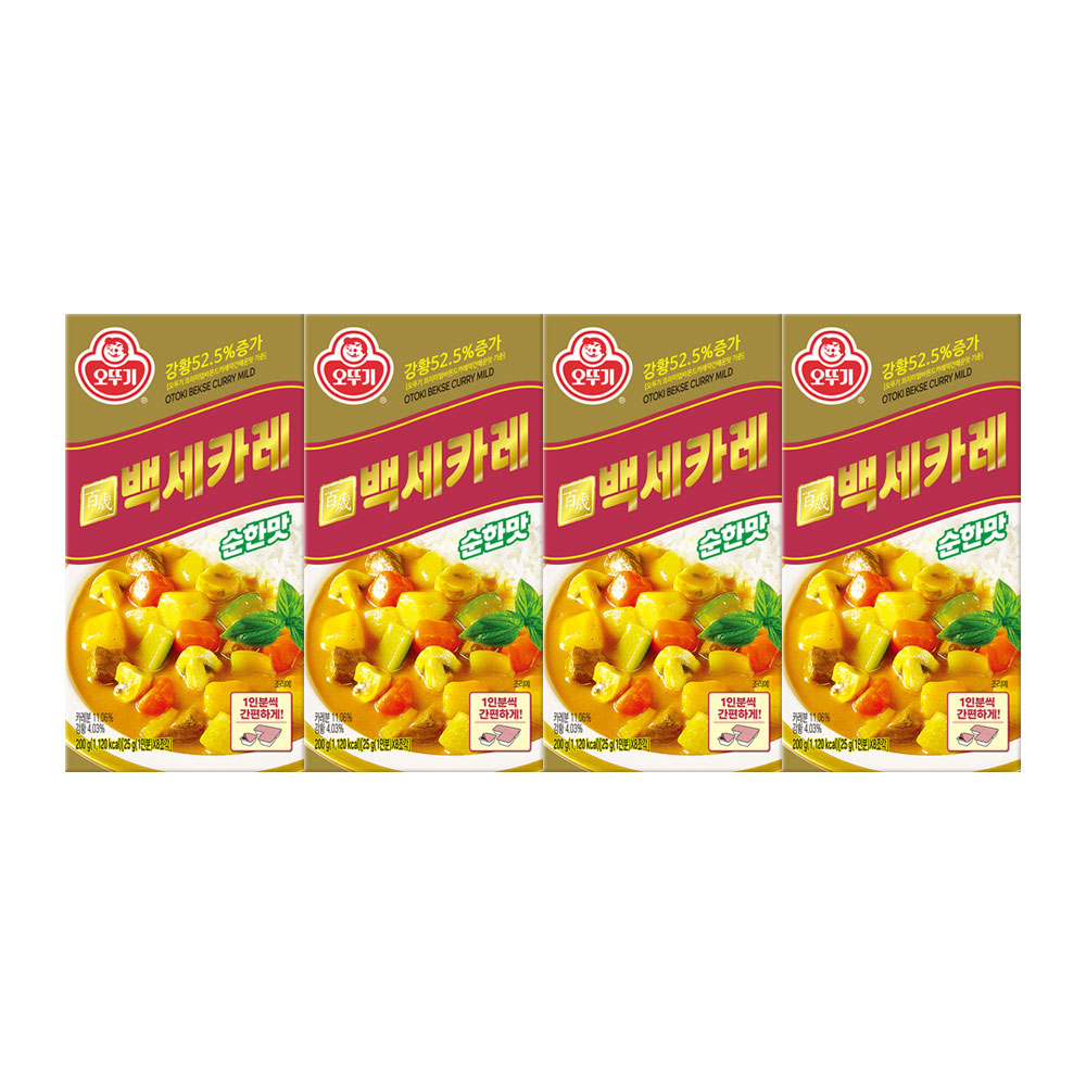 오뚜기 백세카레 고형 순한맛, 200g, 4개 - 상품 이미지