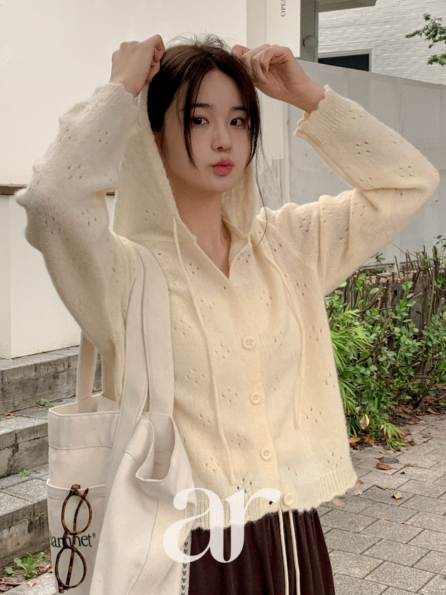 스카시 니트 후드 가디건 cd3507 - 상세 이미지 4
