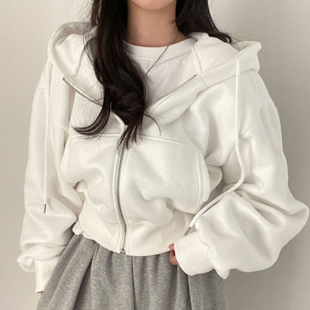 여자 후드 집업 세미 크롭 데일리 겨울 봄 가을 간절기 캐쥬얼 여성 10대 여름 오버핏 - 상품 이미지