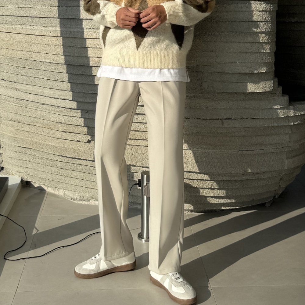 1+1 남자 리비어 겨울 밍크 기모 9부&10부 세미와이드 슬랙스 제품 이미지