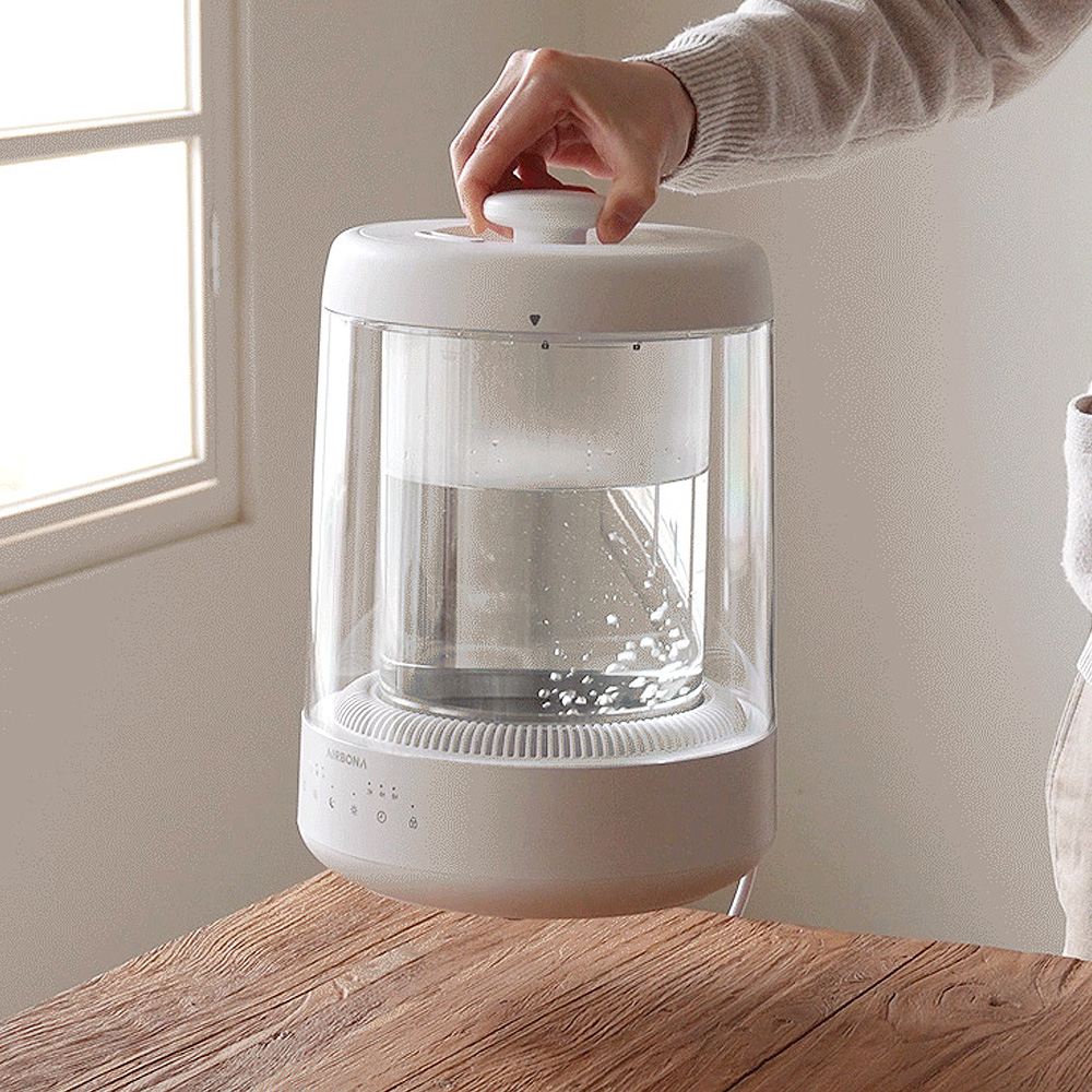 에어보나 대용량 4L 가열식 무드등 고붕규산 유리 신생아 아기 가습기 C520WH