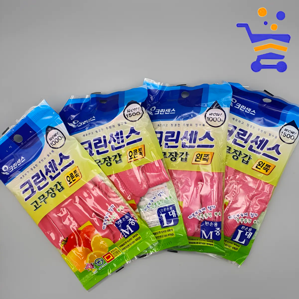 크린센스 한손 고무장갑 핑크 왼손 대 - 메인 이미지