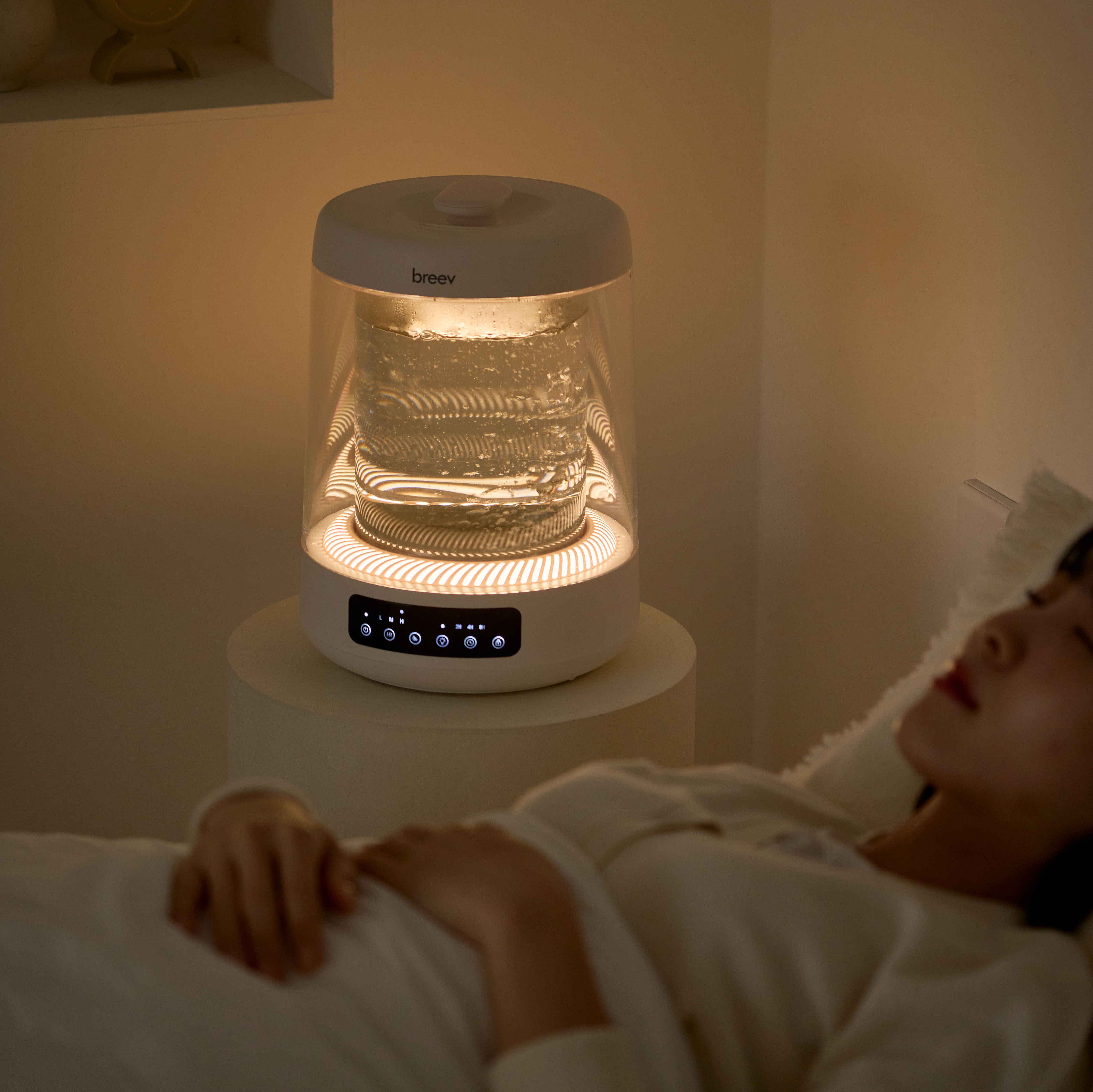 브리브 가열식 가습기 4L 대용량 물멍 무드등 저소음 내열 유리 글라스