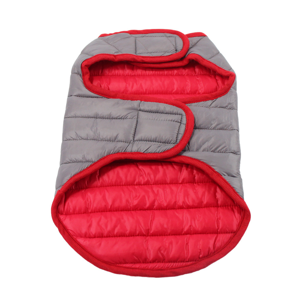 위드레오 대형견 패딩 강아지 겨울옷 강아지 고양이 패딩조끼 양면 경량 레드그레이 S