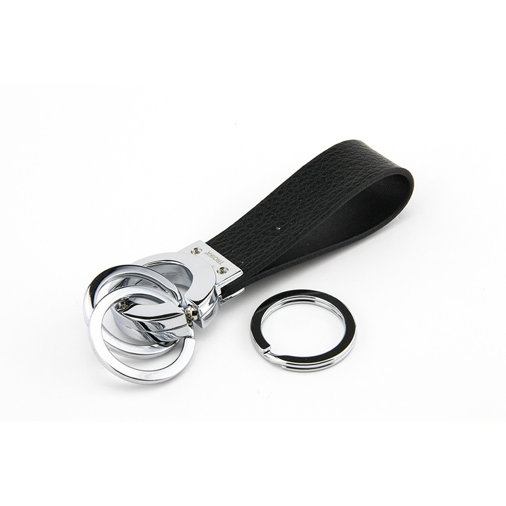 독일 브랜드 트로이카 클릭 잠금 시스템과 3개의 키링이 포함된 3-ring 가죽키홀더 블랙(KR8-02/LE) - 상세 이미지 3