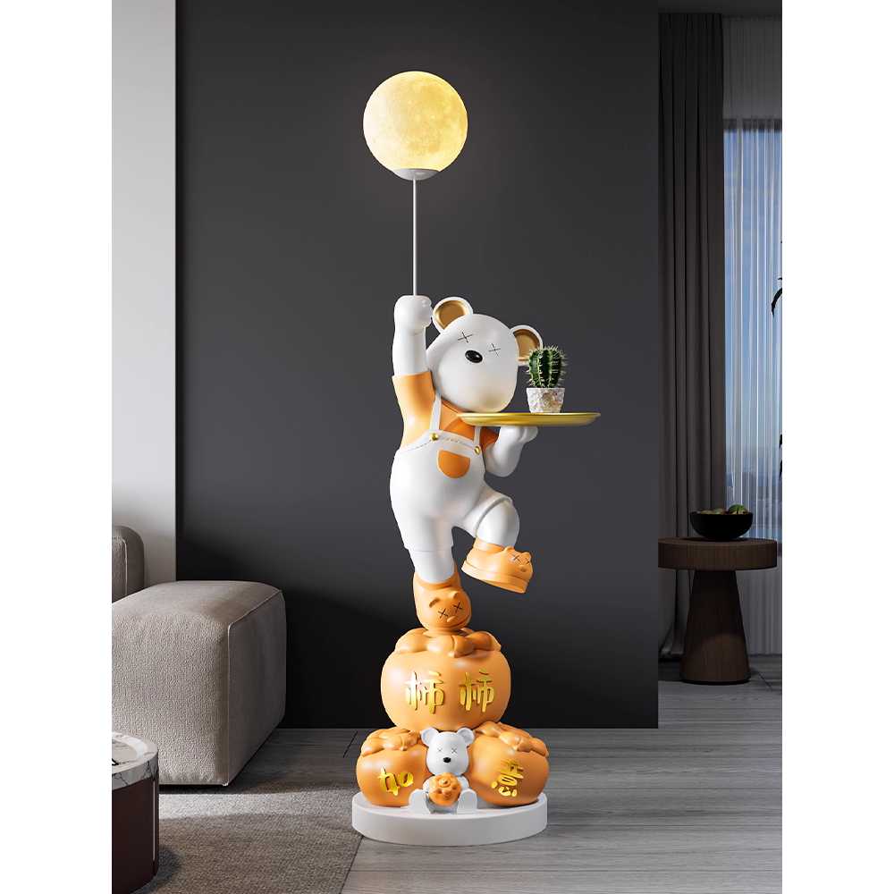 인테리어 곰돌이 조명 오브제 장식 감성 무드 라이트 복 곰 (오렌지 스피커 150cm) - 상세 이미지 3
