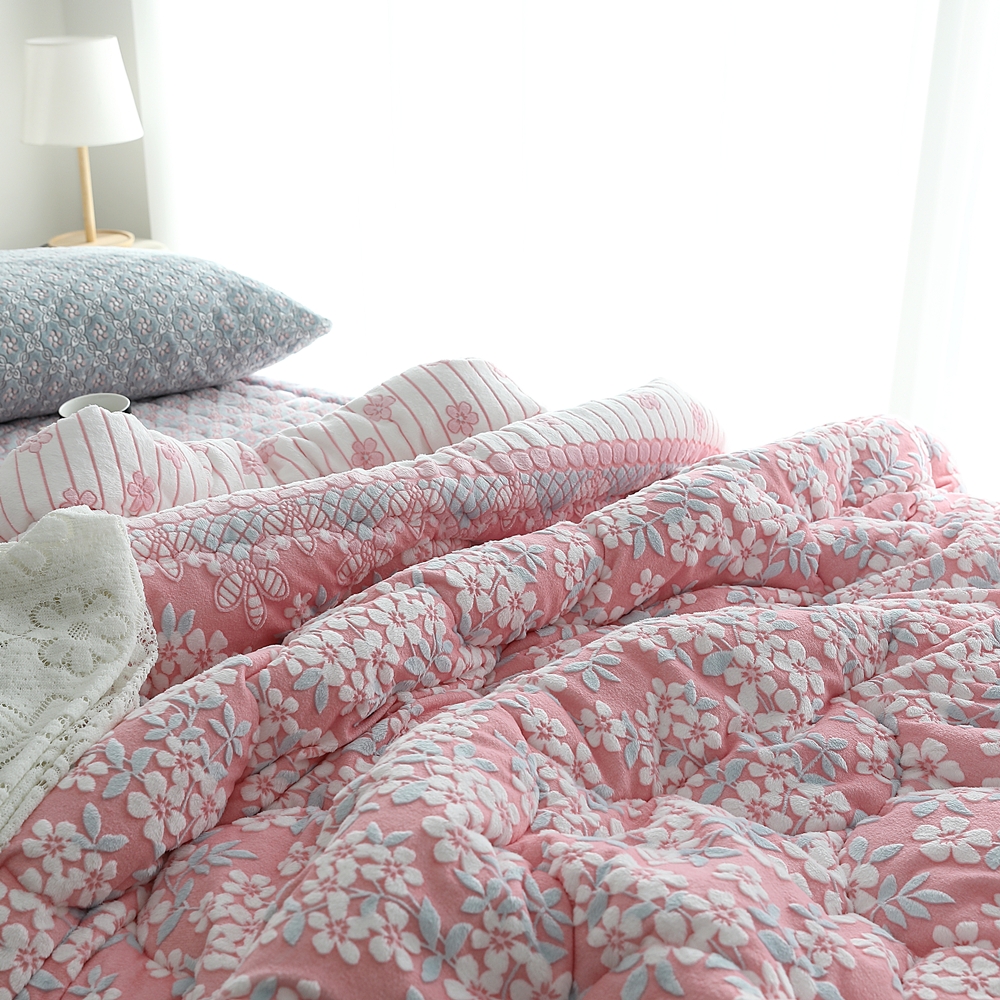 나라데코 플라워 5mm 착번 극세사이불 두꺼운 겨울 차렵 이불 SS