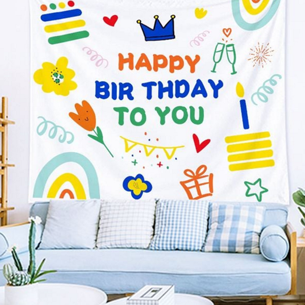 해피 생일 현수막 버스데이 생일 파티 현수막 패브릭 포스터 - 상품 이미지