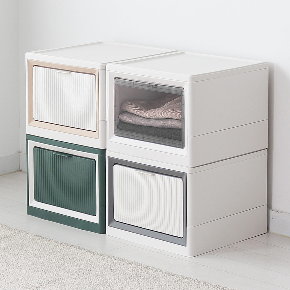 폴딩 리빙박스 옷정리함 수납 폴드 수납함 400 1단 39L