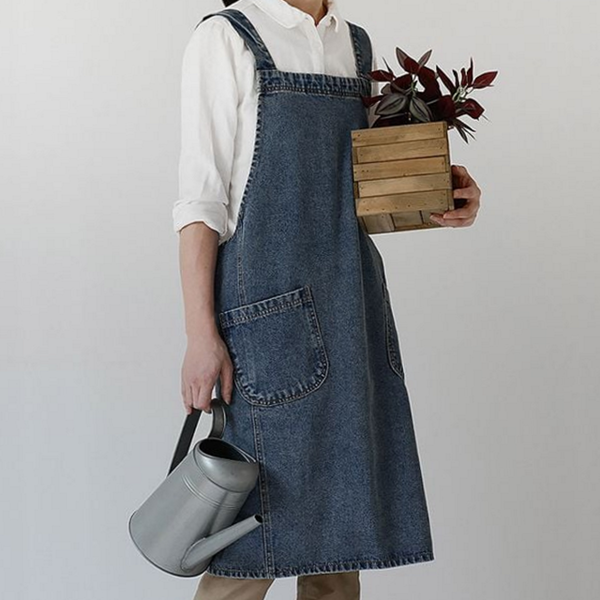 빈티지 데님 앞치마 진청 청 앞치마 포켓 카페