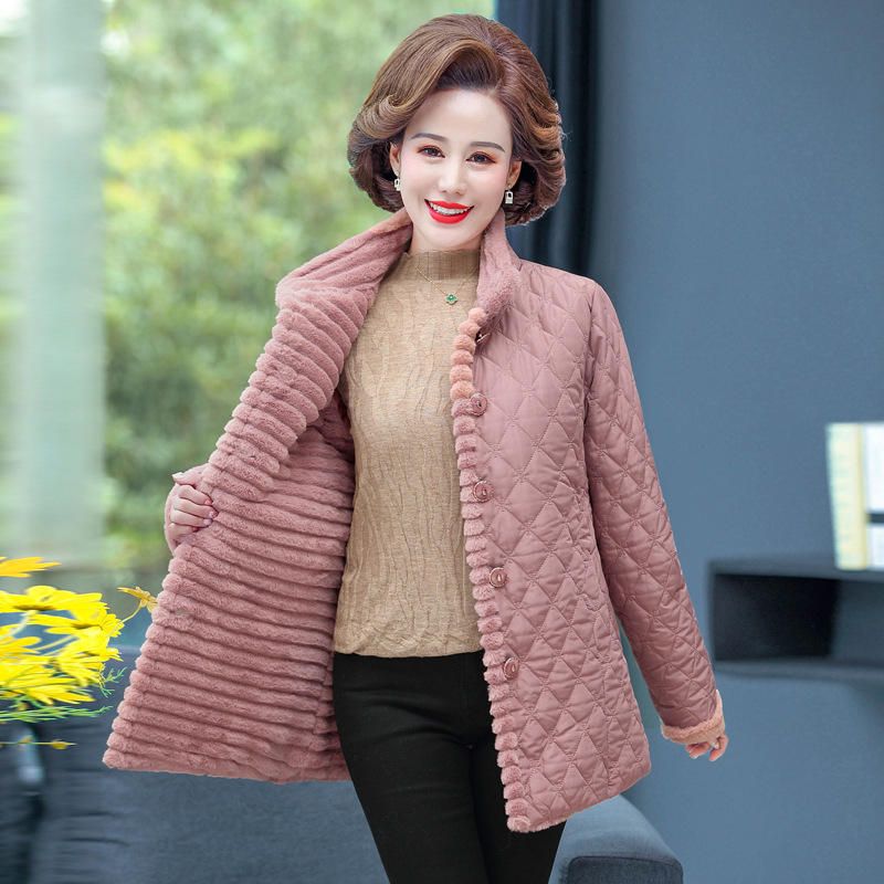 중년 여성 패딩 재킷 가을겨울 단색 짧은 bying24 - 상세 이미지 5
