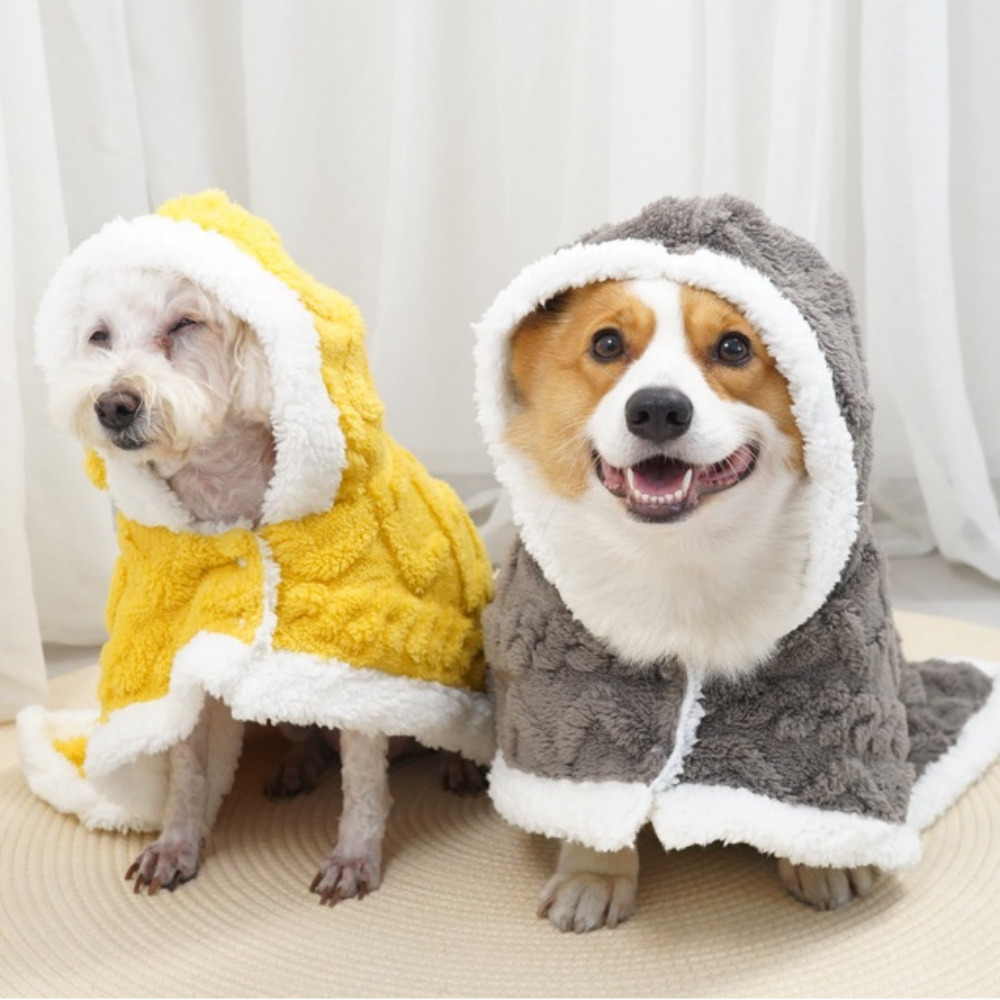 위드레오 강아지 겨울옷 애견 망토 대형견겨울옷 웰시코기 옐로우 S
