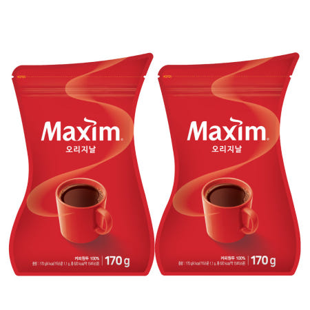 맥심 오리지날 리필 170g X 2개 블랙 알커피 홈카페