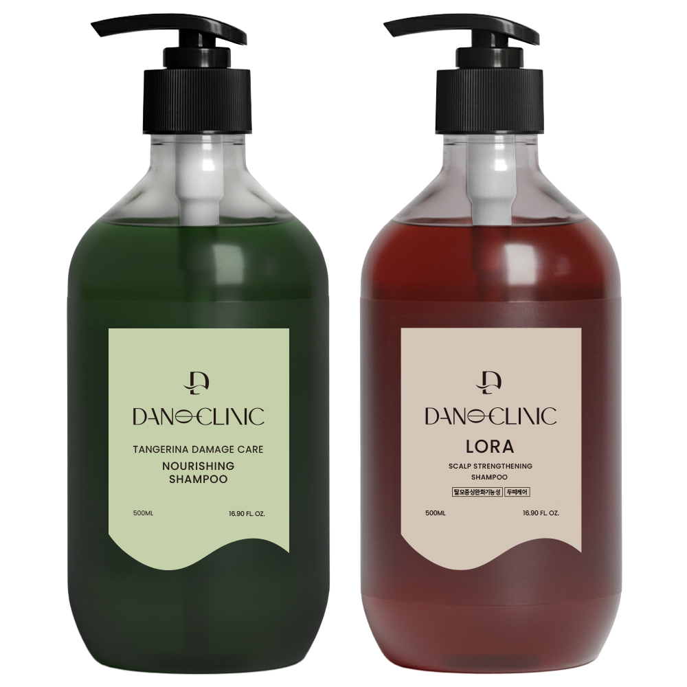 [1&1] 다노클리닉 너리싱 샴푸 500ml + 로라 탈모방지 샴푸 500ml 2개입 - 상품 이미지
