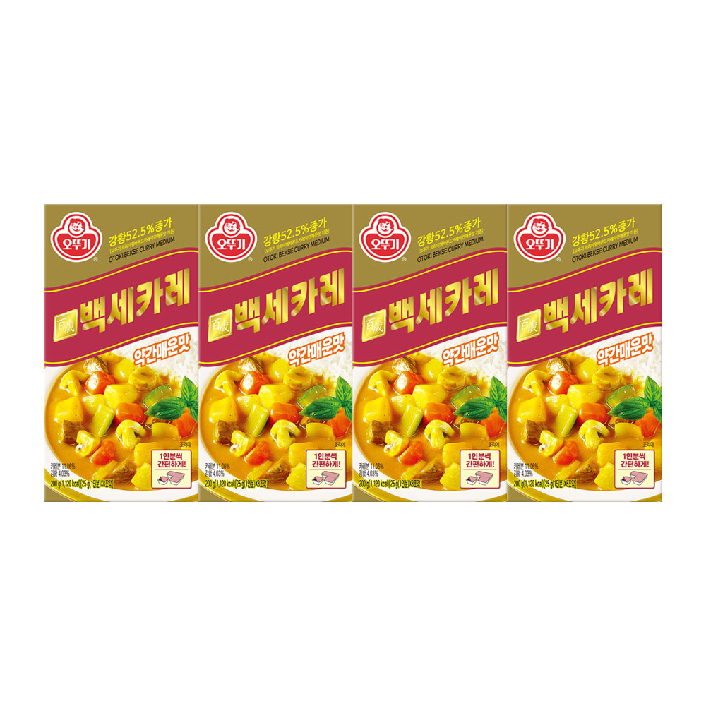 오뚜기 백세카레 고형 약간매운맛, 200g, 4개 - 상품 이미지