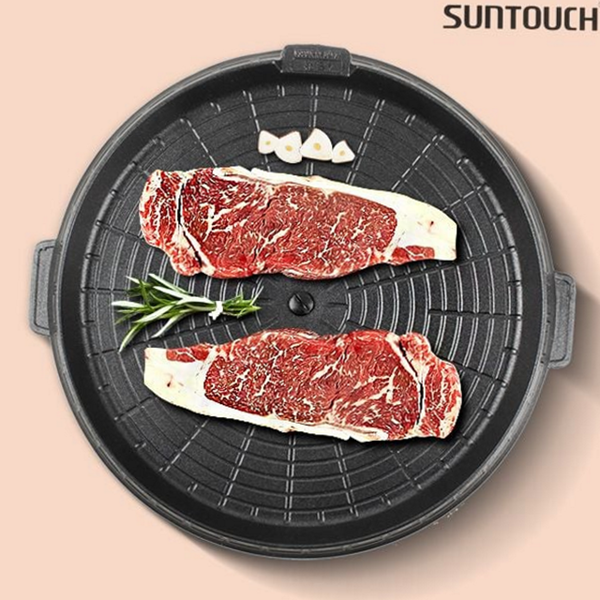 삼겹살 원형 구이판 인덕션 코팅 구이판 가정용 불판 고기 그릴 - 메인 이미지