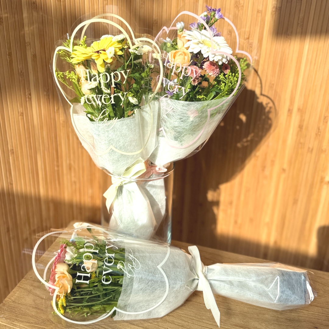 투명쇼핑백+ 몽글몽글 꽃다발 Set - 상품 이미지