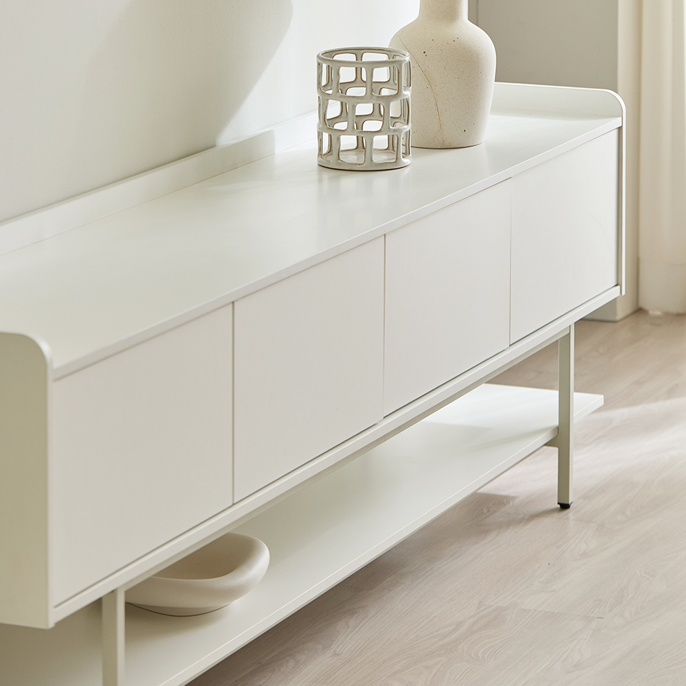 룸티크 다리형 거실장 낮은 TV 수납장 2단 템바 1800, 화이트화이트