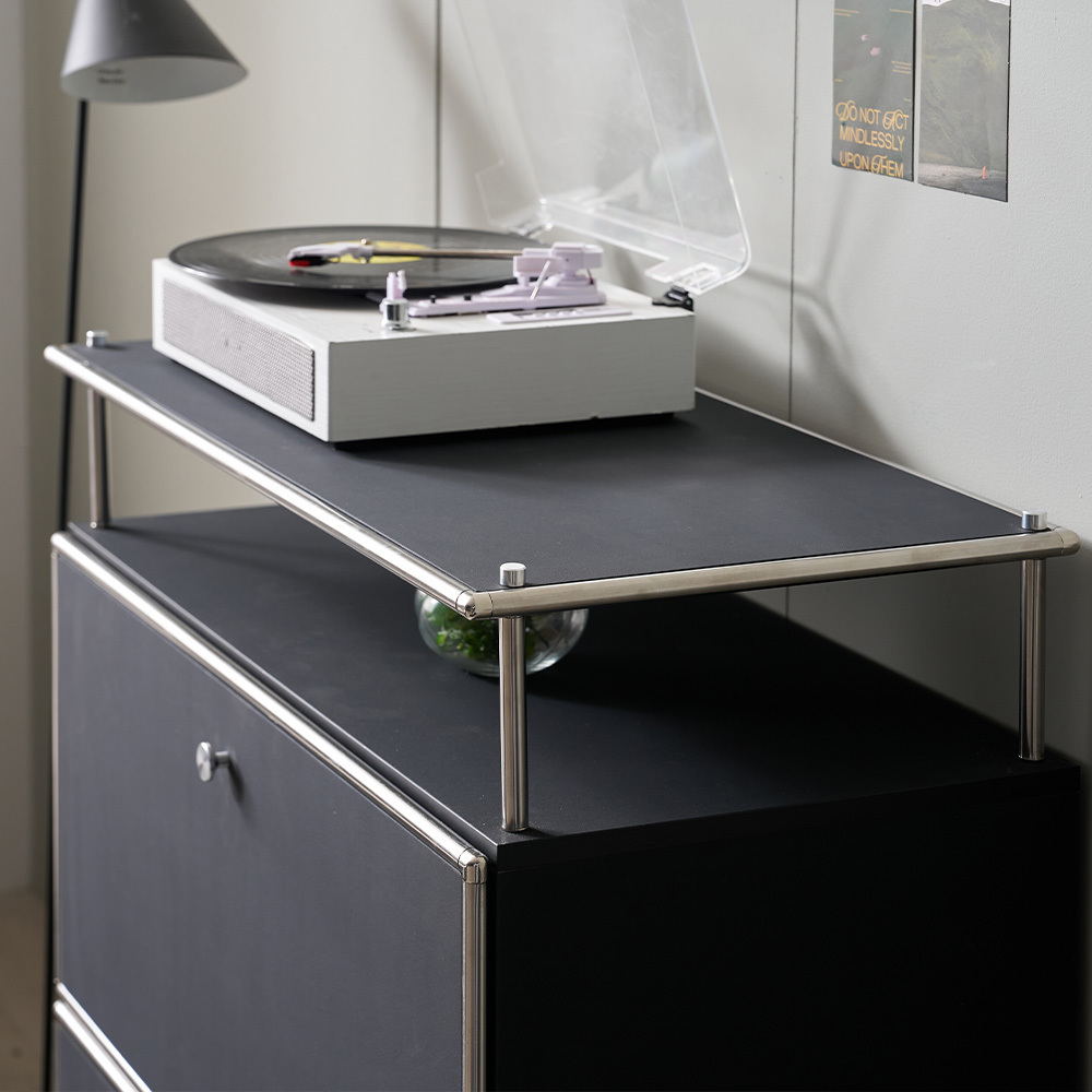 플로이 모듈가구 미드센츄리 선반 수납 서랍장 800x400x940, 2단, 화이트 MWF359C