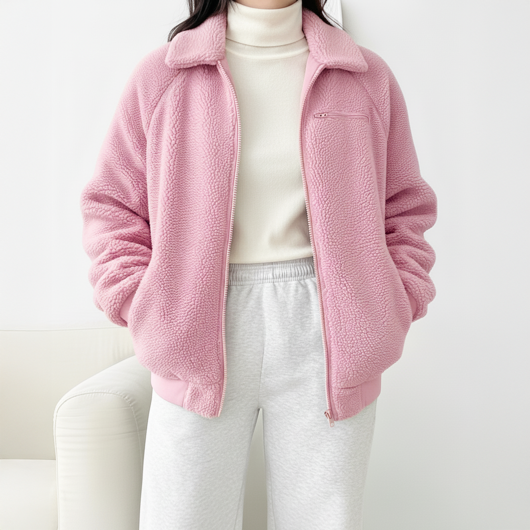 나이키 여성 오버핏 후리스 뽀글이 점퍼 양털 집업 자켓 CK5286핑크, L - 상품 이미지