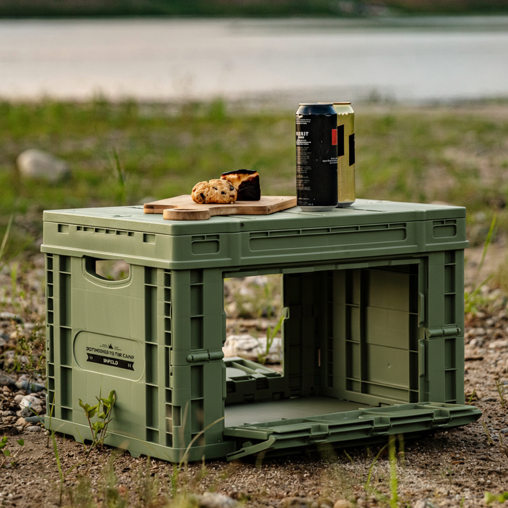 로티캠프 캠핑 박스 접이식 트렁크 카고 폴딩 수납 정리함 ECB 카키