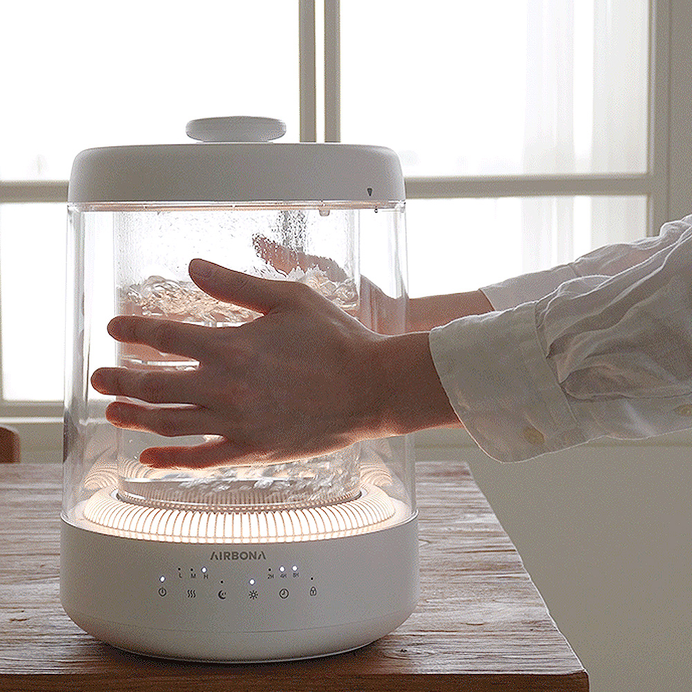 에어보나 대용량 4L 가열식 무드등 고붕규산 유리 신생아 아기 가습기 C520WH