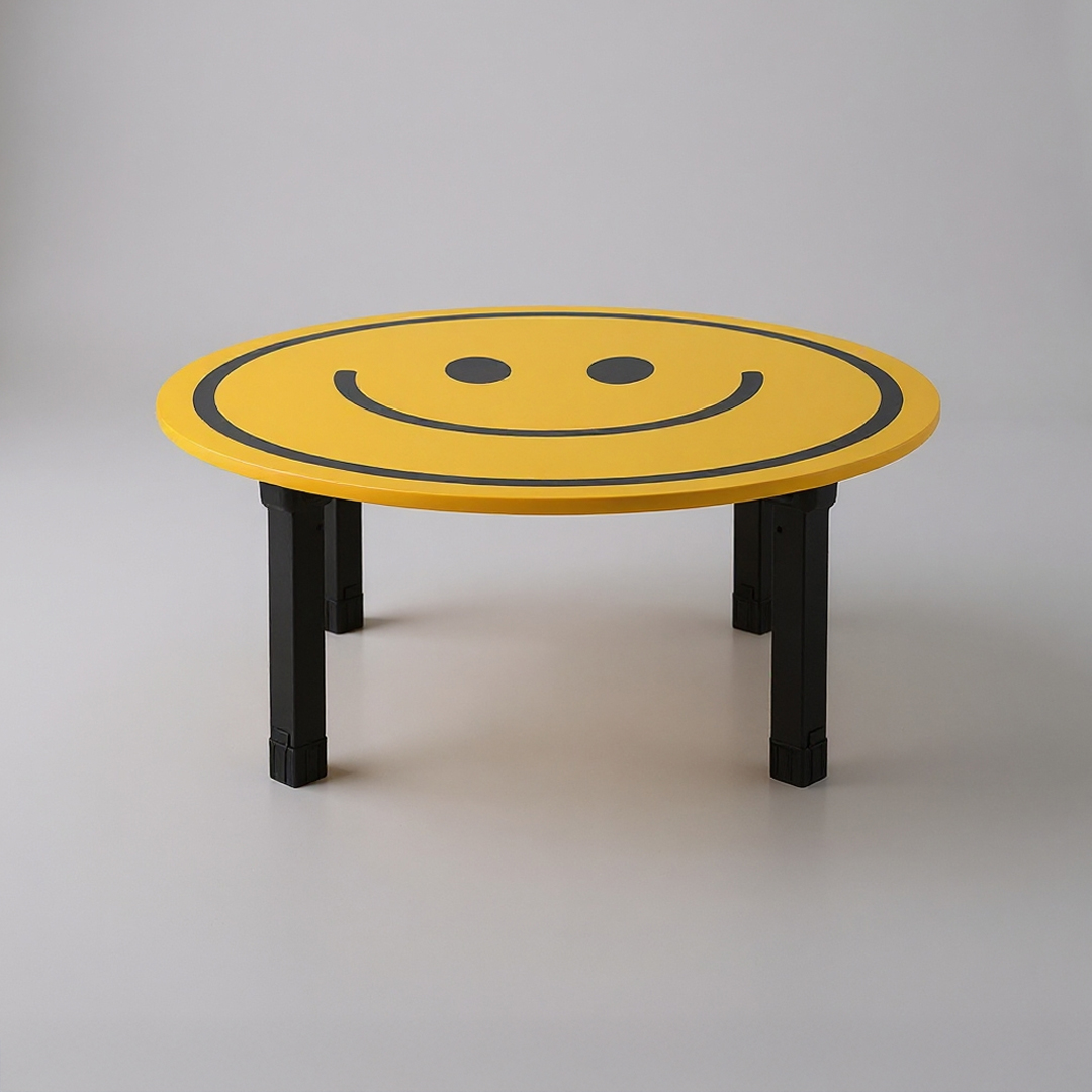HOMATO 좌식테이블 라운드 D80 옐로우스마일 3848.0519
