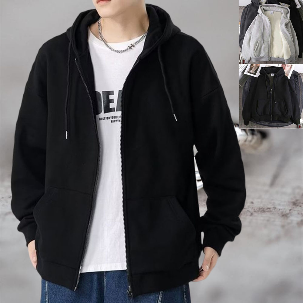간절기 후드 집업 단색 남녀 외출 심플 패션 모자티 - 상품 이미지