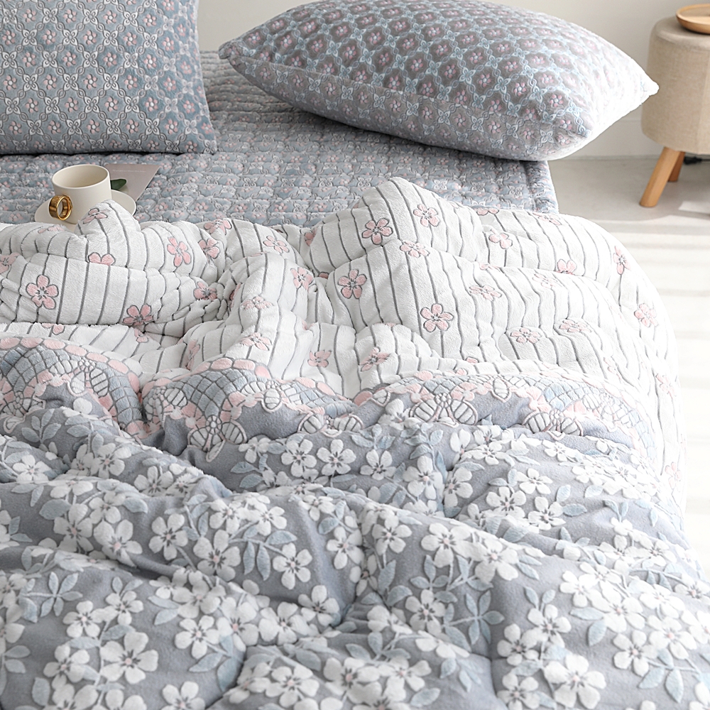 나라데코 플라워 5mm 착번 극세사이불 두꺼운 겨울 차렵 이불 SS