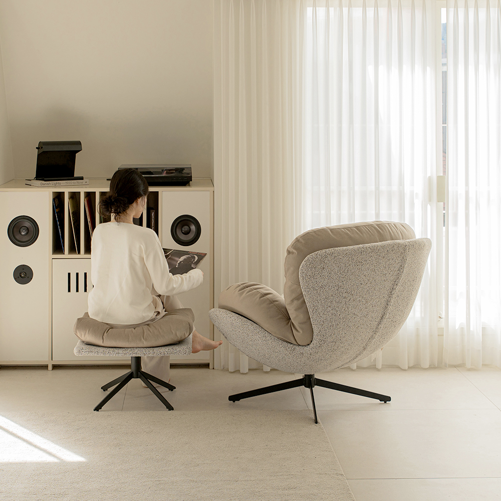 칼모 패브릭 1인용 쇼파 안락 수유 의자 (로우백)