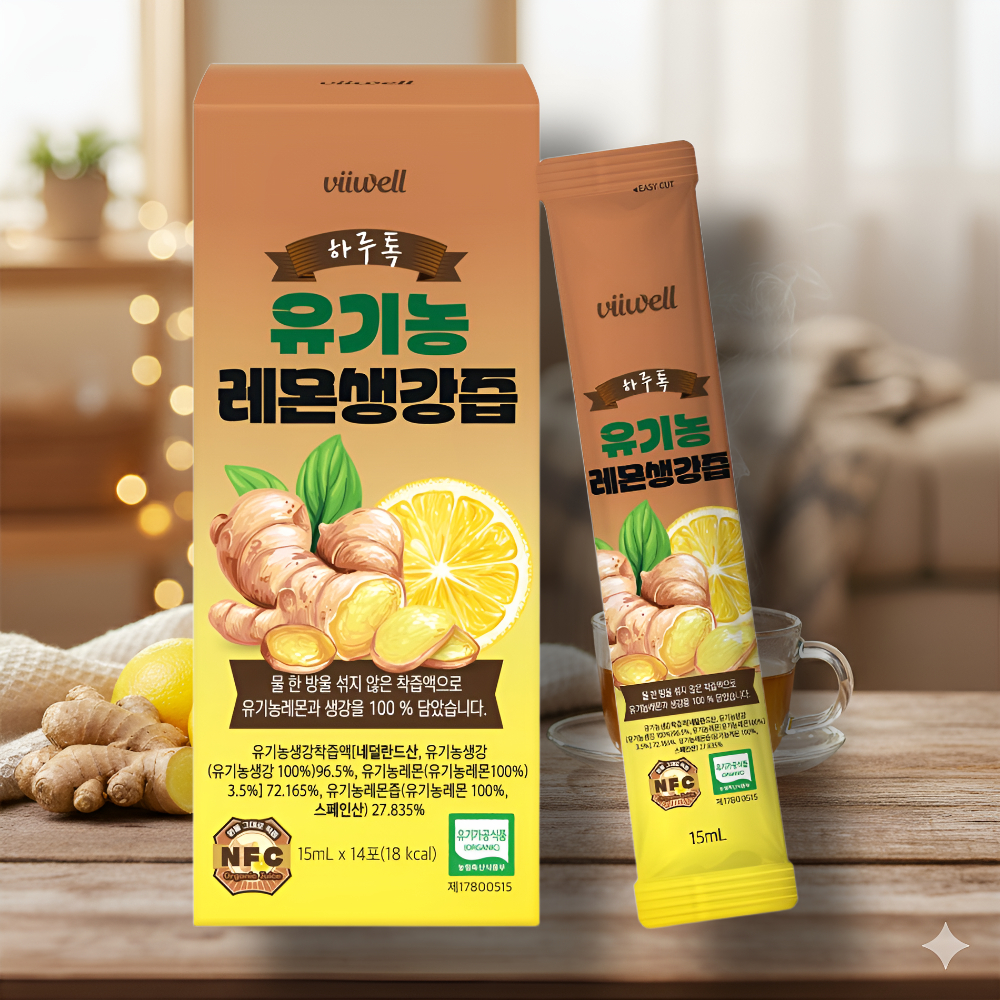 퓨어 리얼 레몬즙 원액 100% 무가당 생강즙 레몬진저샷 14포, 1개 - 메인 이미지