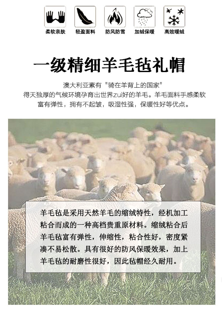 모자 클래식 페도라 여름 모직 여성 빅사이즈 울 남성 여자 성심 중절모 카우보이 가을 남자 - 상세 이미지 4