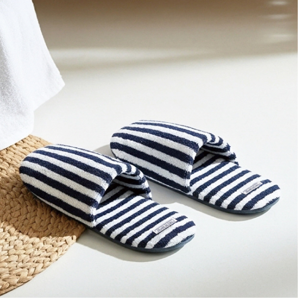 [뮤제드블루] 플러피 룸슬리퍼 Navy Prep Stripe - 상세 이미지 3