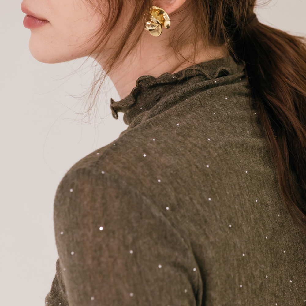 포인트 가을이너 비즈 목폴라 티셔츠 4color - 상세 이미지 2