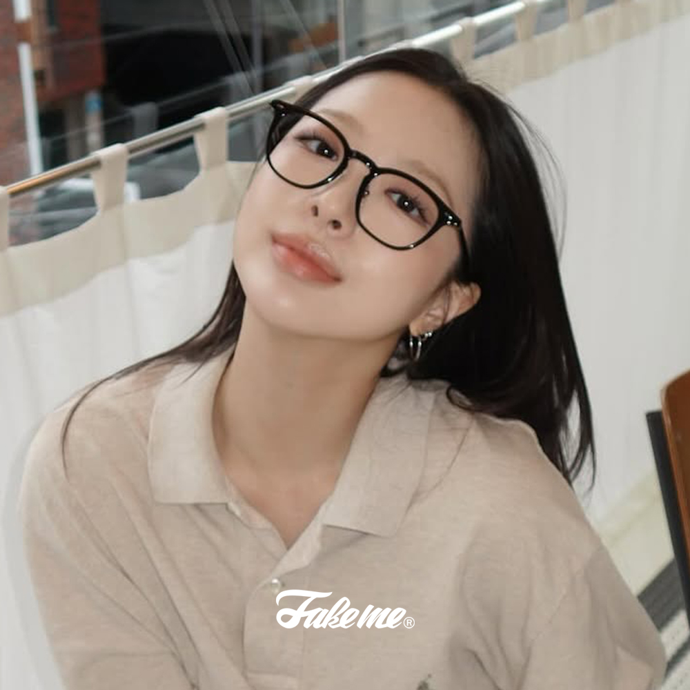 페이크미 안경 피트 Pitt BSV 블랙 얇은 뿔테 사각 코받침 데일리 패션 - 상세 이미지 4