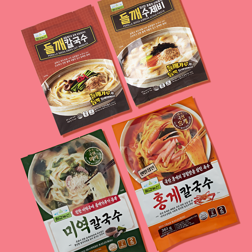 칠갑농산 BEST 4종 들깨수제비 들깨 홍게 미역 칼국수 - 상품 이미지
