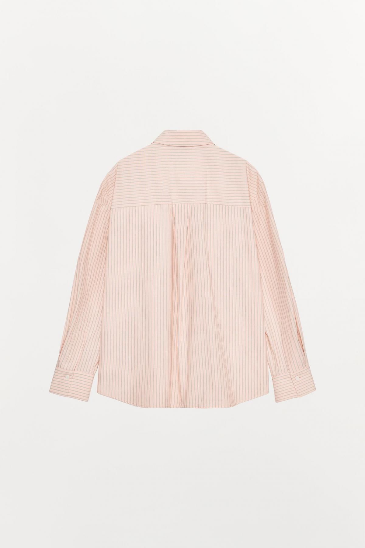 자라 스트라이프 코튼 긴팔 셔츠 9406/802 PINK / WHITE - 상세 이미지 4