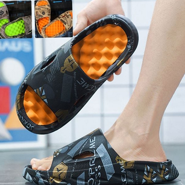 소프트 푹신 eva 슬리퍼 데일리 레터링 슬리퍼 일체형 지압 샌들 - 메인 이미지