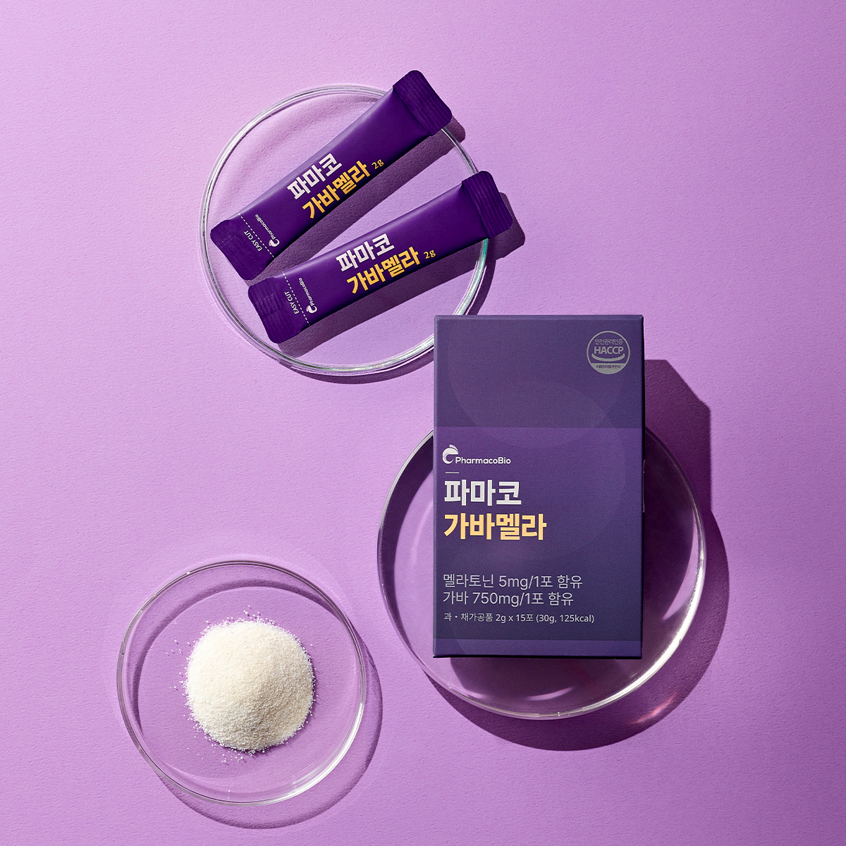 가바멜라 멜라토닌 5mg GABA 750mg 식물성 유산균 발효 15포 - 상세 이미지 2