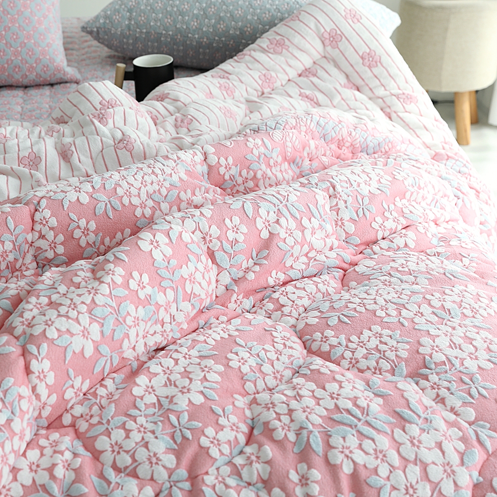 나라데코 플라워 5mm 착번 극세사이불 두꺼운 겨울 차렵 이불 SS