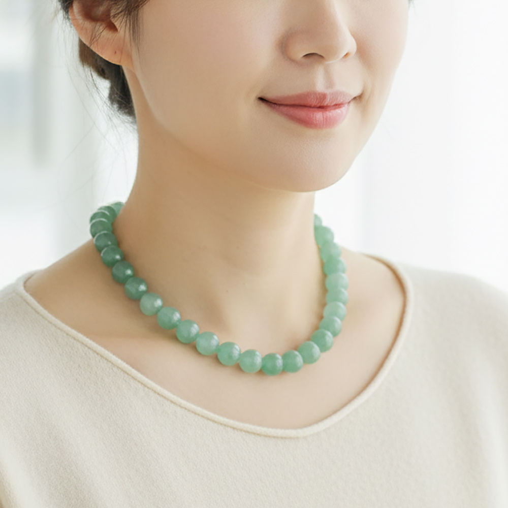 천연 연옥 목걸이 12mm 925실버 여성 국산 이미지 7